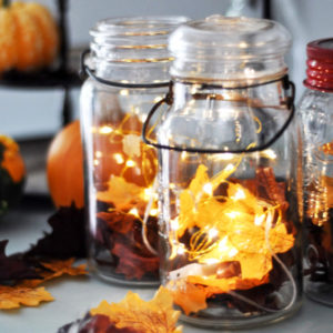 DIY Lighted Leaf Mason Jar Craft