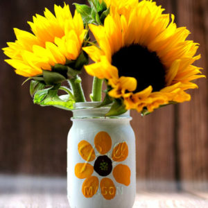 Thumbprint Mason Jar Flower Vase