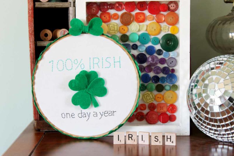 St Patricks Day Embroidery Hoop Art