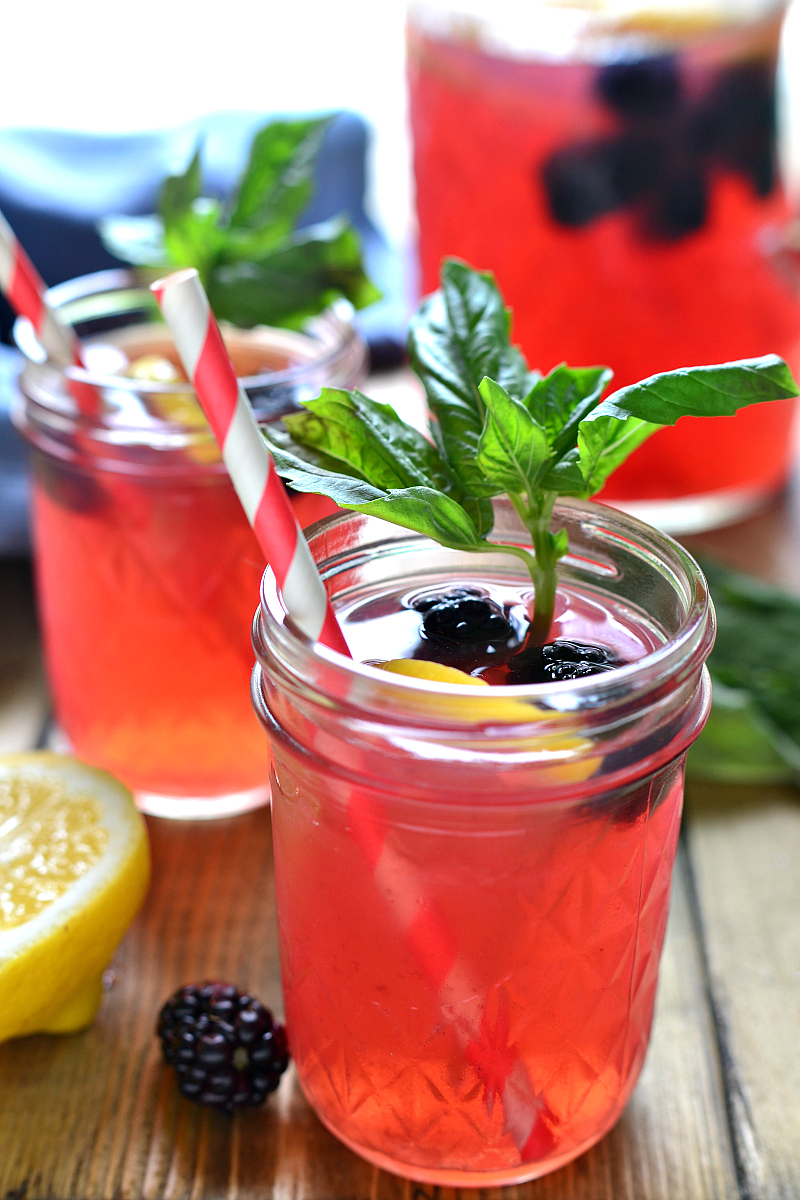 A Dozen Party Punch Recipes - Blackberry Basil Vodka Lemonade