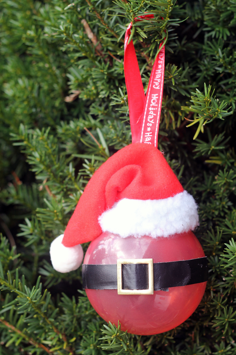 Glass Ball Santa Ornament