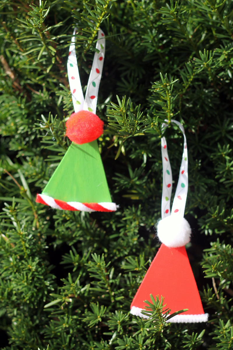 DIY Santa and Elft Hat Ornaments