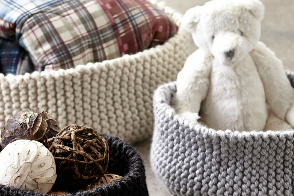 Handy Garter Ridged Knit Baskets – Free Knitting Pattern